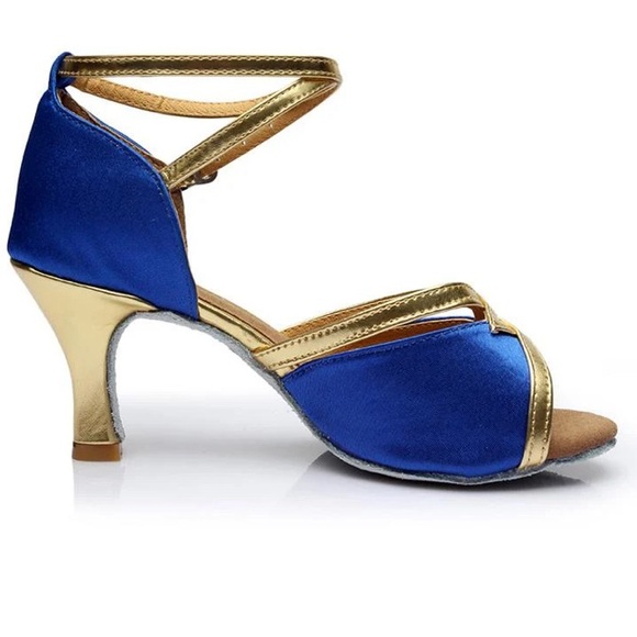 Dance and Sway Royal Blue & Gold Dress/Dance Sandals NWT - Picture 1 of 5